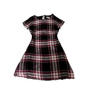 LOFT Women's Petit Mini Dress Short Sleeves Size 00P Plaid